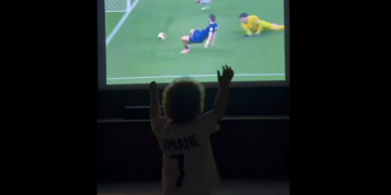 პატარა დამიანეს უსაყვარლესი რეაქცია, როდესაც კვარამ ფინალში გოლი გაიტანა